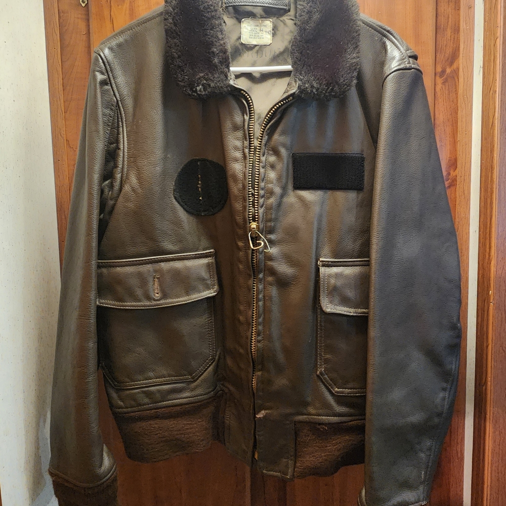 Brill Bros GI Men's Brown Leather Bomber Jacket with Fur Collar